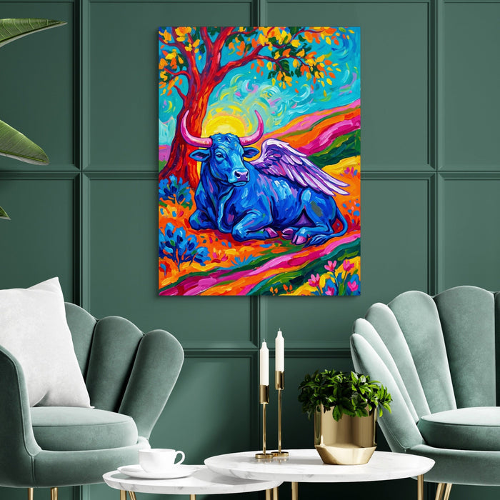 Winged Blue Cow - Luxury Wall Art