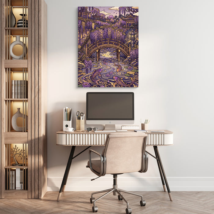 Wisteria Garden Bridge — wisteria garden bridge sq beige office 1port flush print