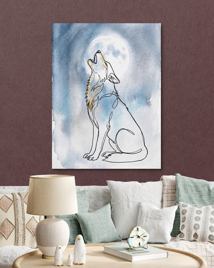 Wolf Howling Moon — wolf howling moon psd burgundy clock couch 1port flush print