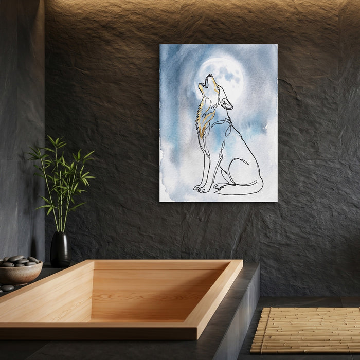 Wolf Howling Moon — wolf howling moon sq bamboo bathroom 1port flush print