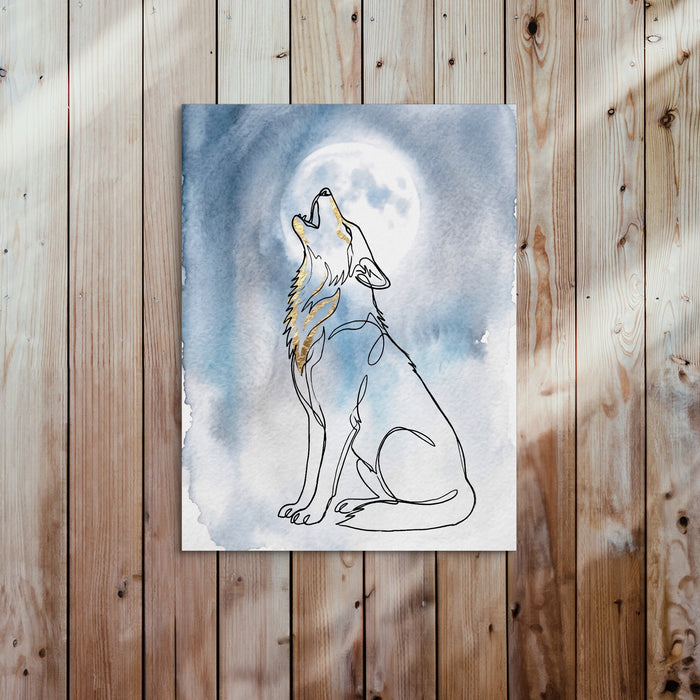 Wolf Howling Moon — wolf howling moon sq bed 2 wood panel 1port flush print