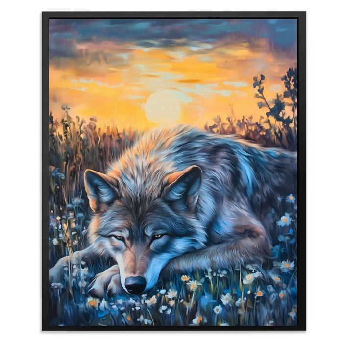 Wolf’s Golden Hour - Earth Tones Cabin Canvas Print