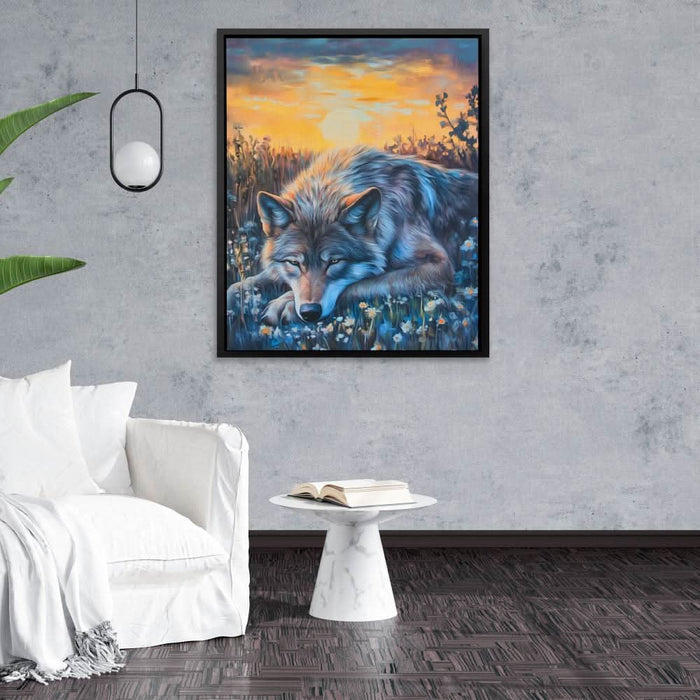 Wolf’s Golden Hour - Earth Tones Canvas Wall Art