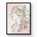 Woman Golden Peonies — woman golden peonies white studio framed black