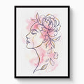 Woman Golden Peony — woman golden peony white studio framed black
