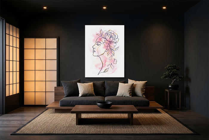 Woman Golden Peony — woman golden peony modern minimalist living room 2 1port flush print