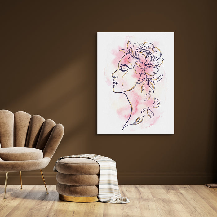 Woman Golden Peony — woman golden peony sq brown room 1port flush print