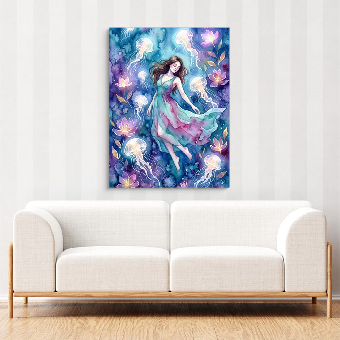 Woman in Azure Currents — woman in azure currents sq cute couch cbrown couch 1port flush print