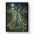 Woman Moonlit Dance — woman moonlit dance white studio framed black