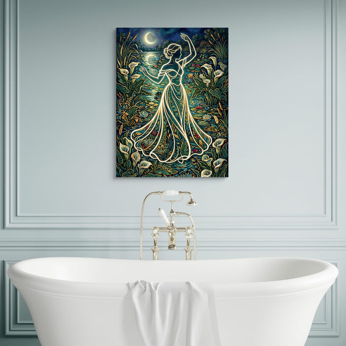Woman Moonlit Dance — woman moonlit dance sq luxury bathroom wall 1port flush print