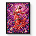 Woman Spiraling Blooms — woman spiraling blooms white studio framed black