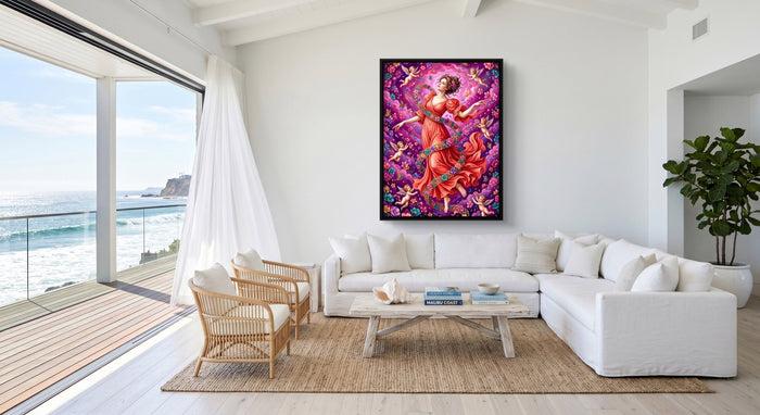 Woman Spiraling Blooms - Luxury Wall Art