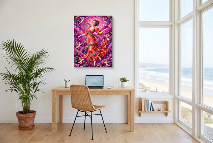 Woman Spiraling Blooms - Luxury Wall Art