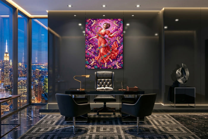 Woman Spiraling Blooms - Luxury Wall Art