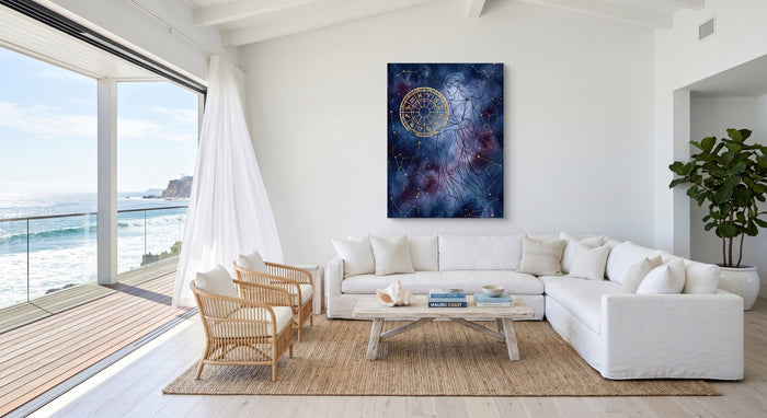 Woman Starry Zodiac — woman starry zodiac beachside villa 1port flush print