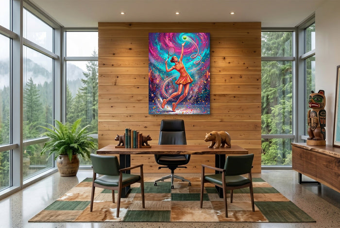 Woman's Tennis Serve - Luxury Wall Art