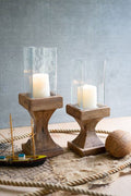 Wood Base Glass Hurricane