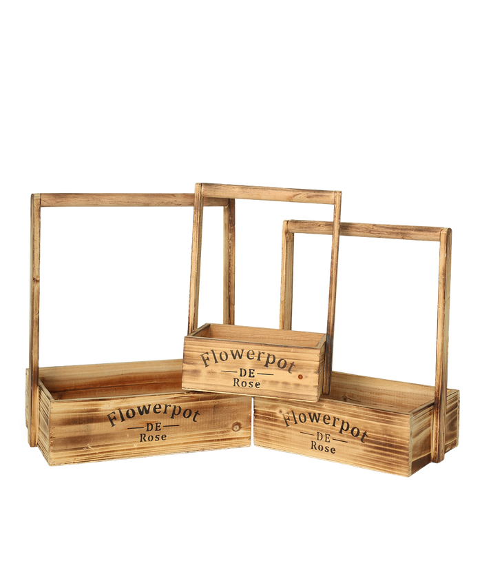 Wooden Basket Trio Set
