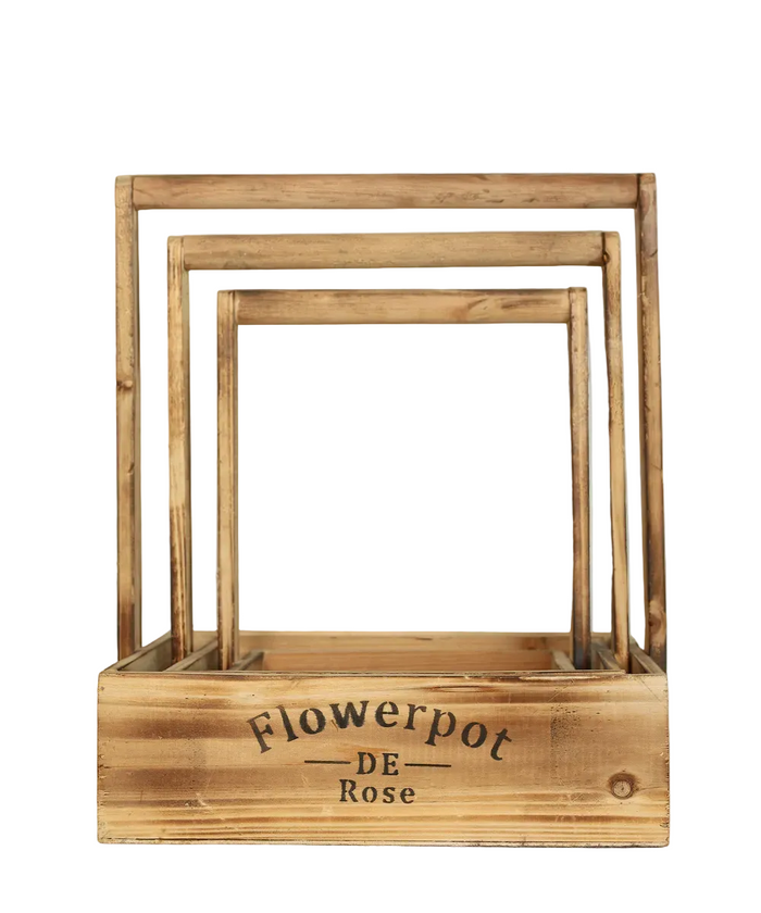 Wooden Basket Trio Set
