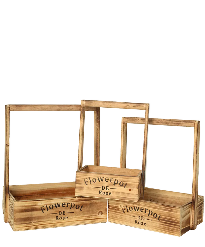 Wooden Basket Trio Set