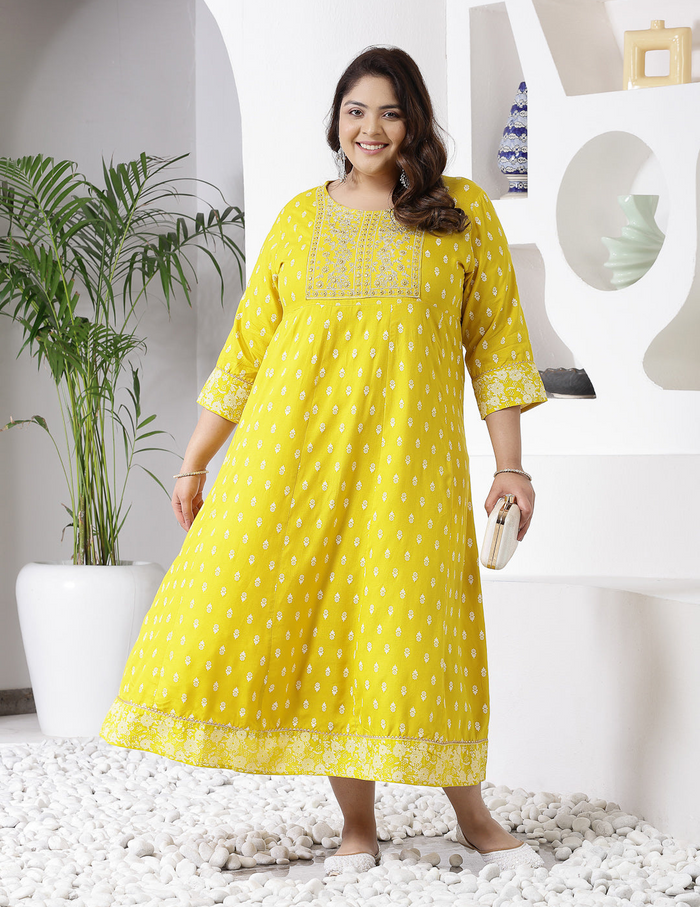 Yellow Floral Anarkali