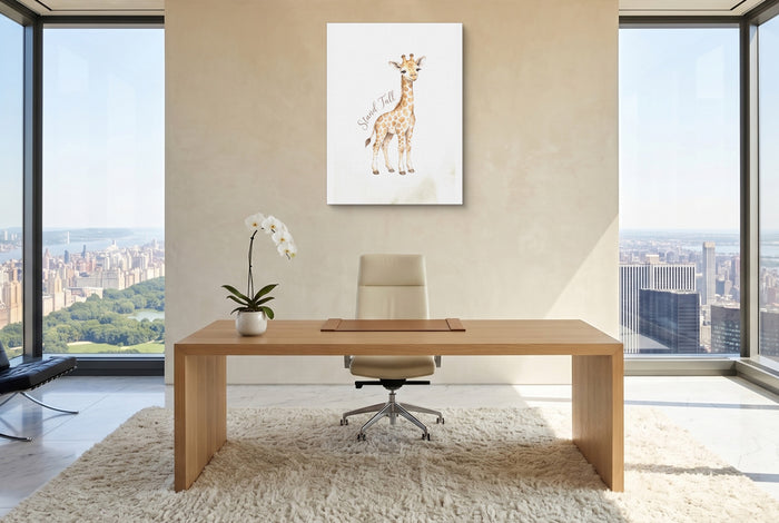 Young Giraffe Smile — young giraffe smile office with city view 5 1port flush print