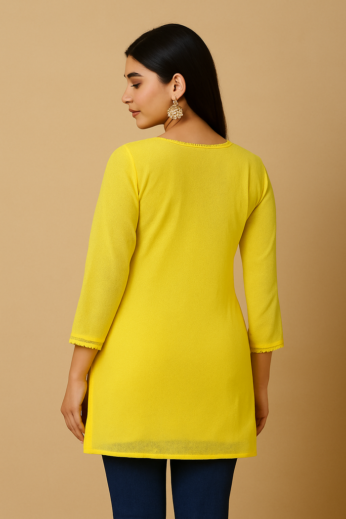 Shop new arrivals yellow chikankari kurti
